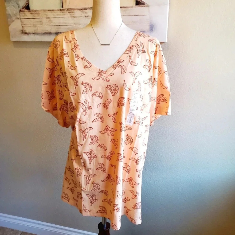 SONOMA | NWT Everyday V-Neck Tee w/ Bananas sz 3X